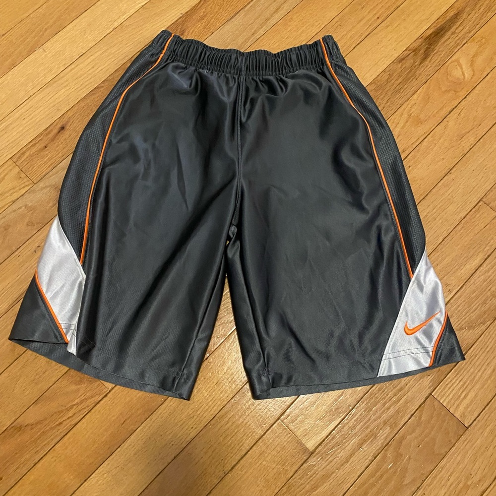Nike Black Athletic Shorts with Orange Accents